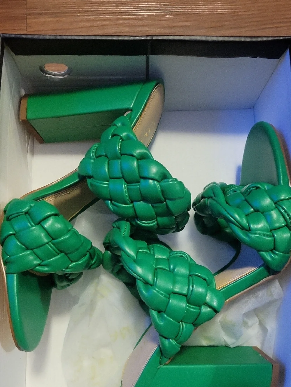 Liliana Braided Double-Strap Green Heeled Sandals - Picture 5 of 5